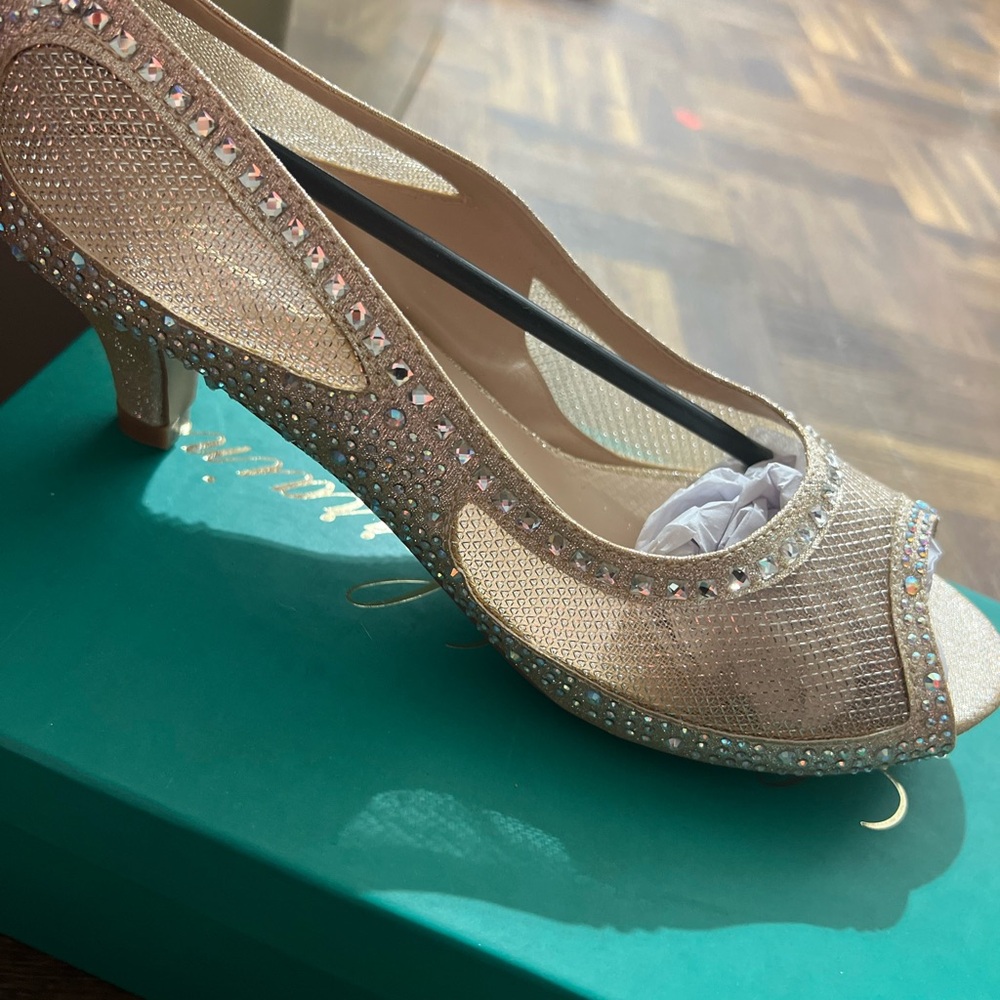 Lauren Lorraine Gold Rhinestone Heels